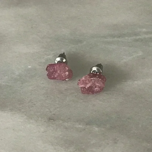 Raw Fuchsia Tourmaline Stud Earrings - Picture 4 of 8